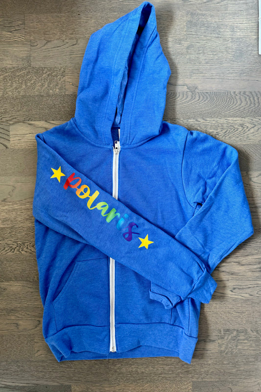 Blue hoodie RAINBOW sleeve