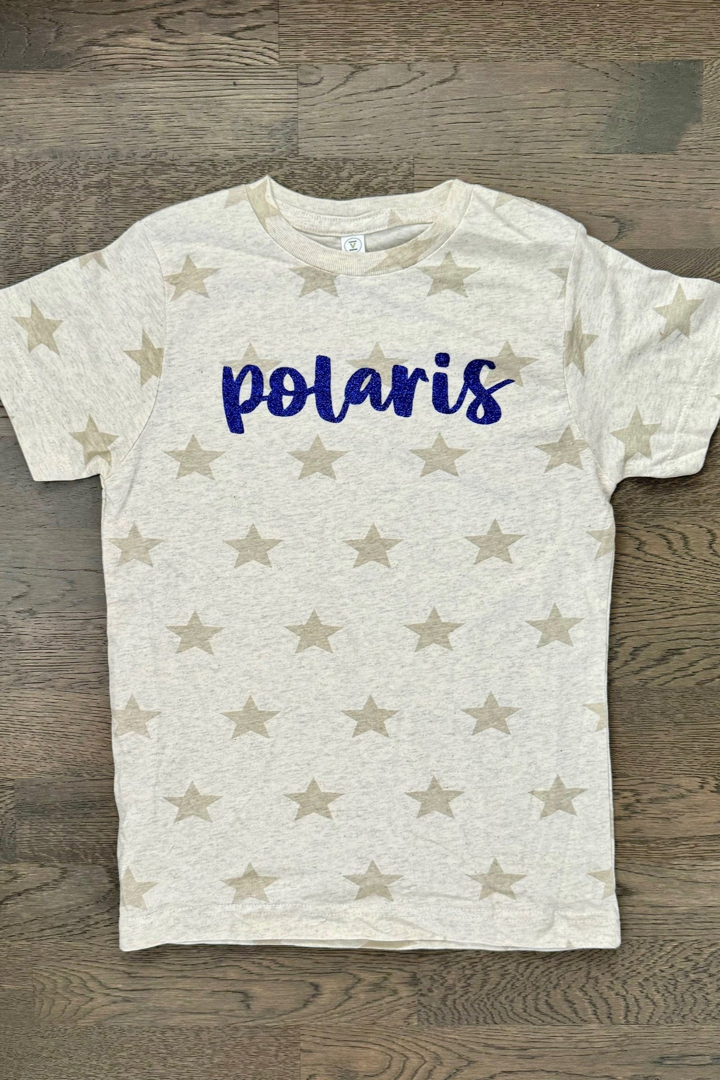 Glitter star short sleeve Oatmeal color